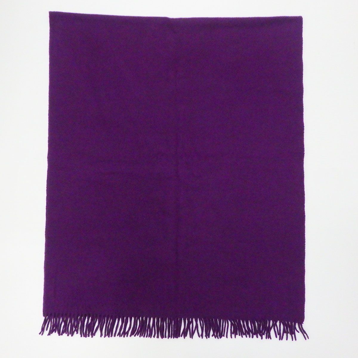 エルメス カシミヤ マフラー　パープル HERMES エルメス リバーシブル カシミヤ ロゴ刺繍 フリンジ マフラー