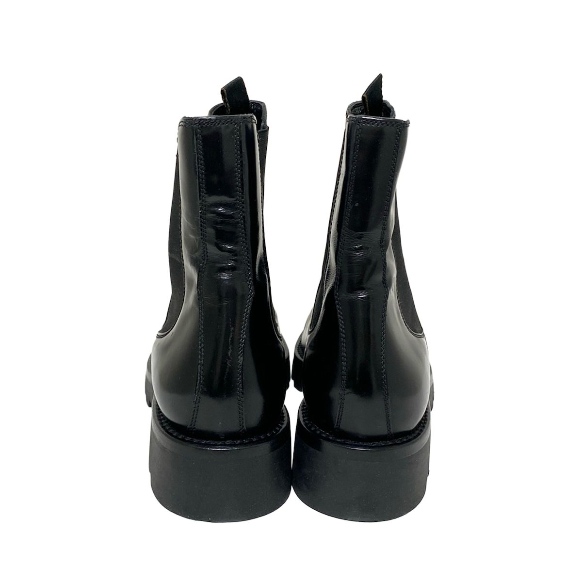 PRADA(プラダ) ショートブーツ 38 レディース - 黒 サイドゴア レザー