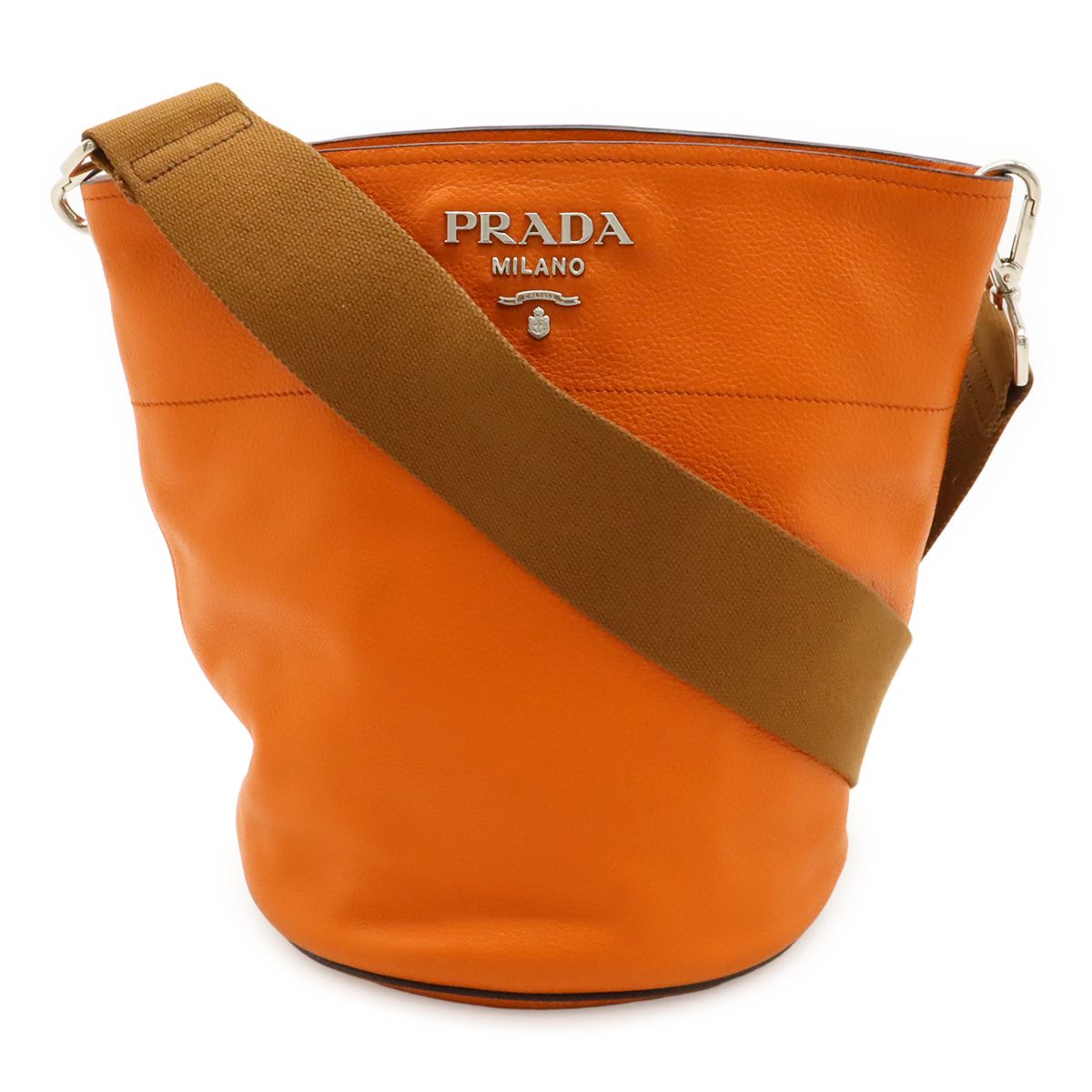 最終値下げ中　美品！プラダ　バケツバッグ PRADA プラダ バケツ型ハンドバッグ ブラック カーフ シルバー金具