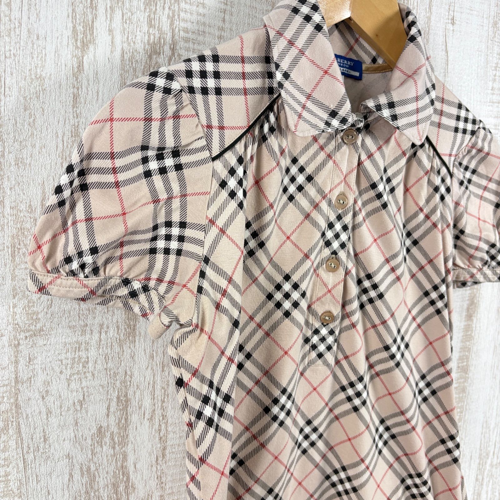 未使用　BURBERRY バーバリー ノバチェック 半袖　刺繍　ポロシャツ　L BURBERRY BLUE LABEL バーバリーブルーレーベル ホースロゴ刺繍 ノバ