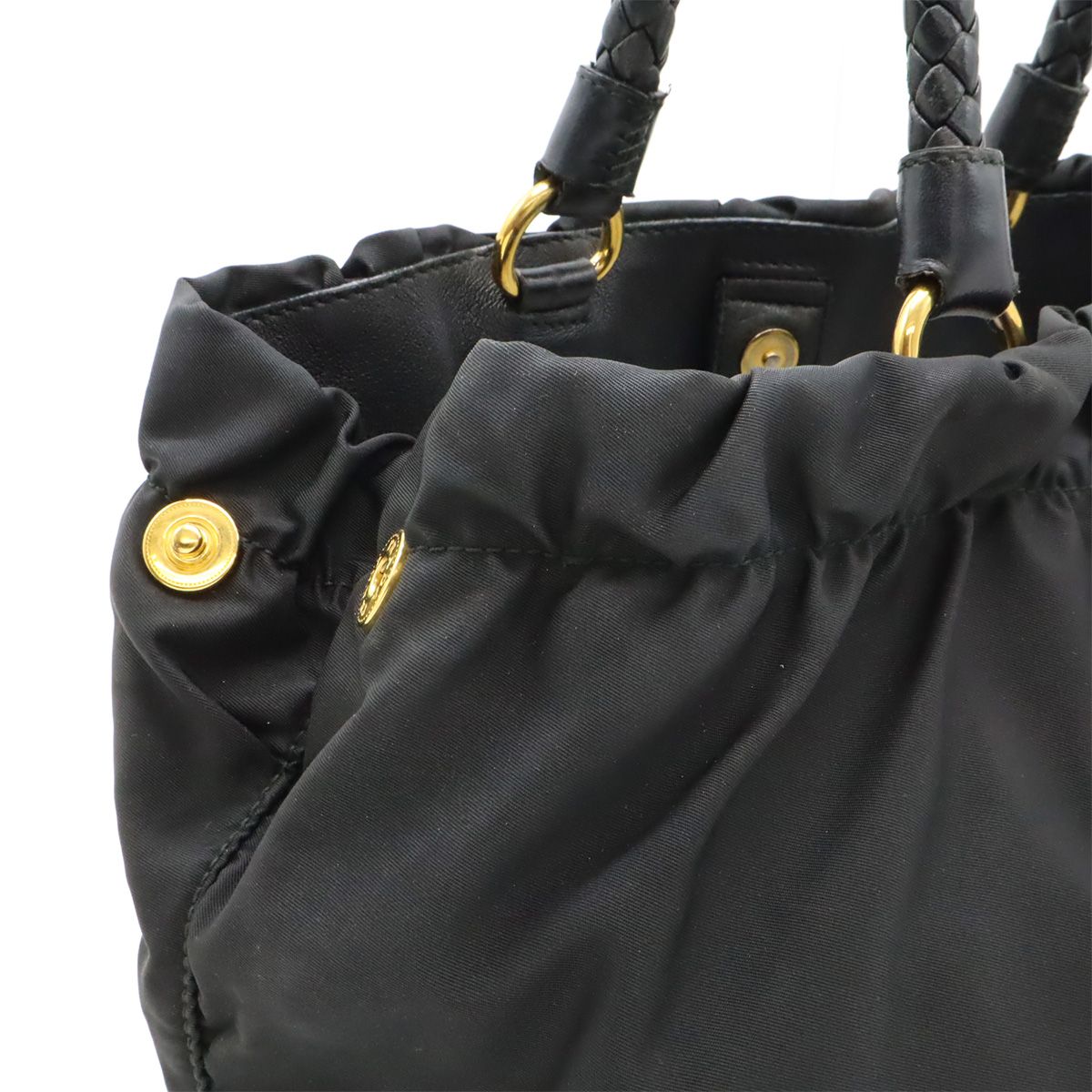 PRADA プラダ テスート ギャザー リボン ハンドバッグ トートバッグ