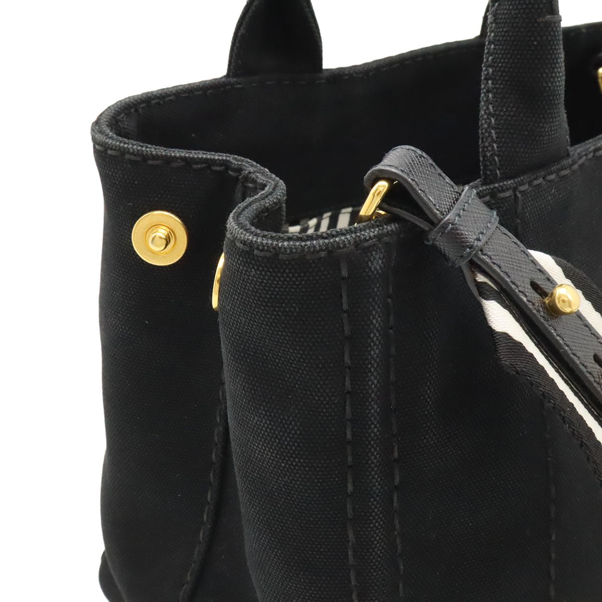 プラダ カナパS ハンドバッグ 2way ショルダー キャンバス 黒 CANAPA PRADA プラダ カナパ 1BG186 2way ポーチ付き ハンドバッグ