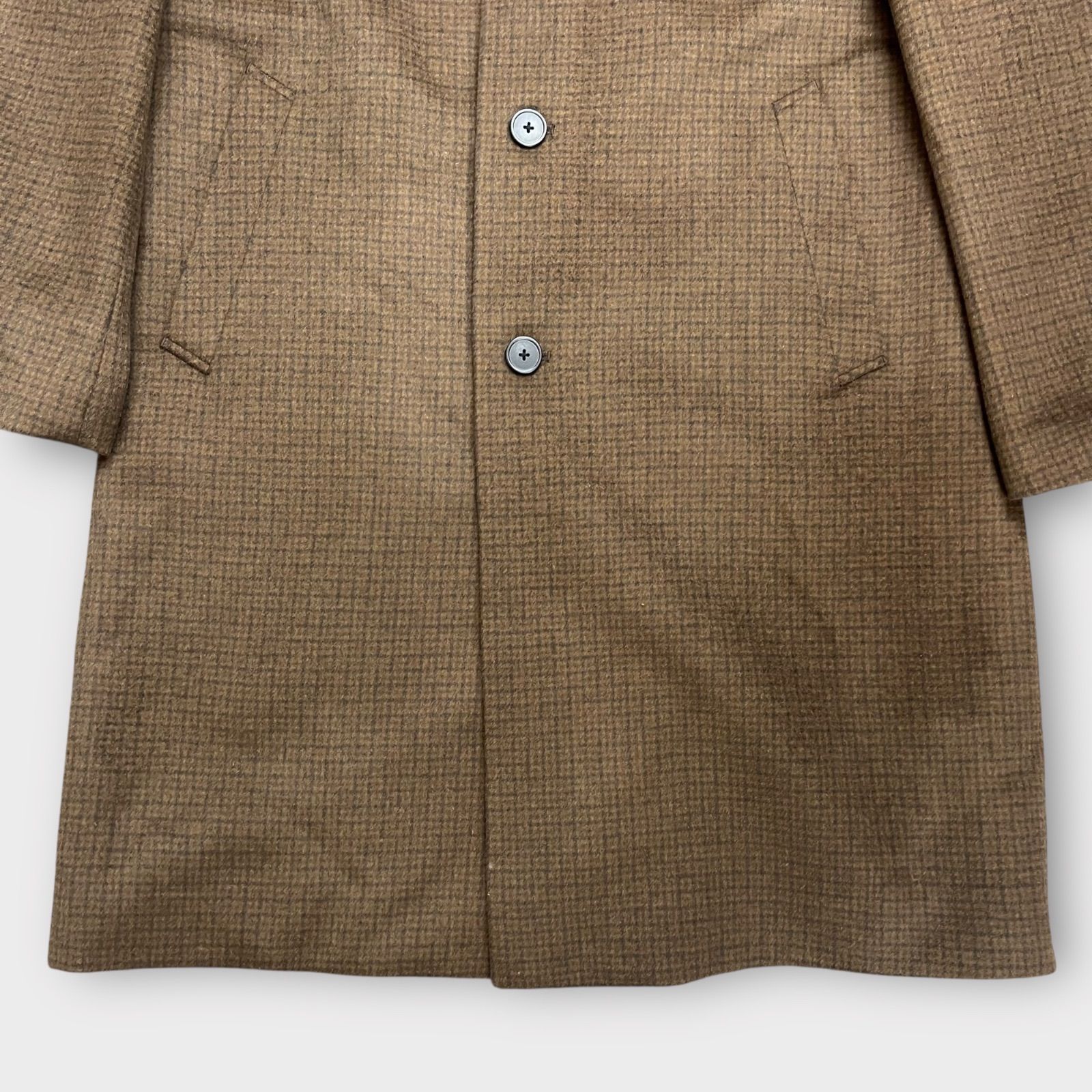 UNIQLO ウールカシミヤ チェスターコート L ブラウン チェック ロング