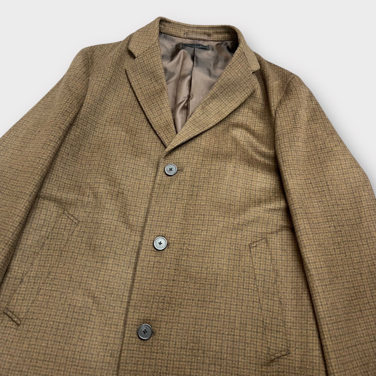 UNIQLO ウールカシミヤ チェスターコート L ブラウン UNIQLO ウールカシミヤ チェスターコート L ブラウン チェック ロング