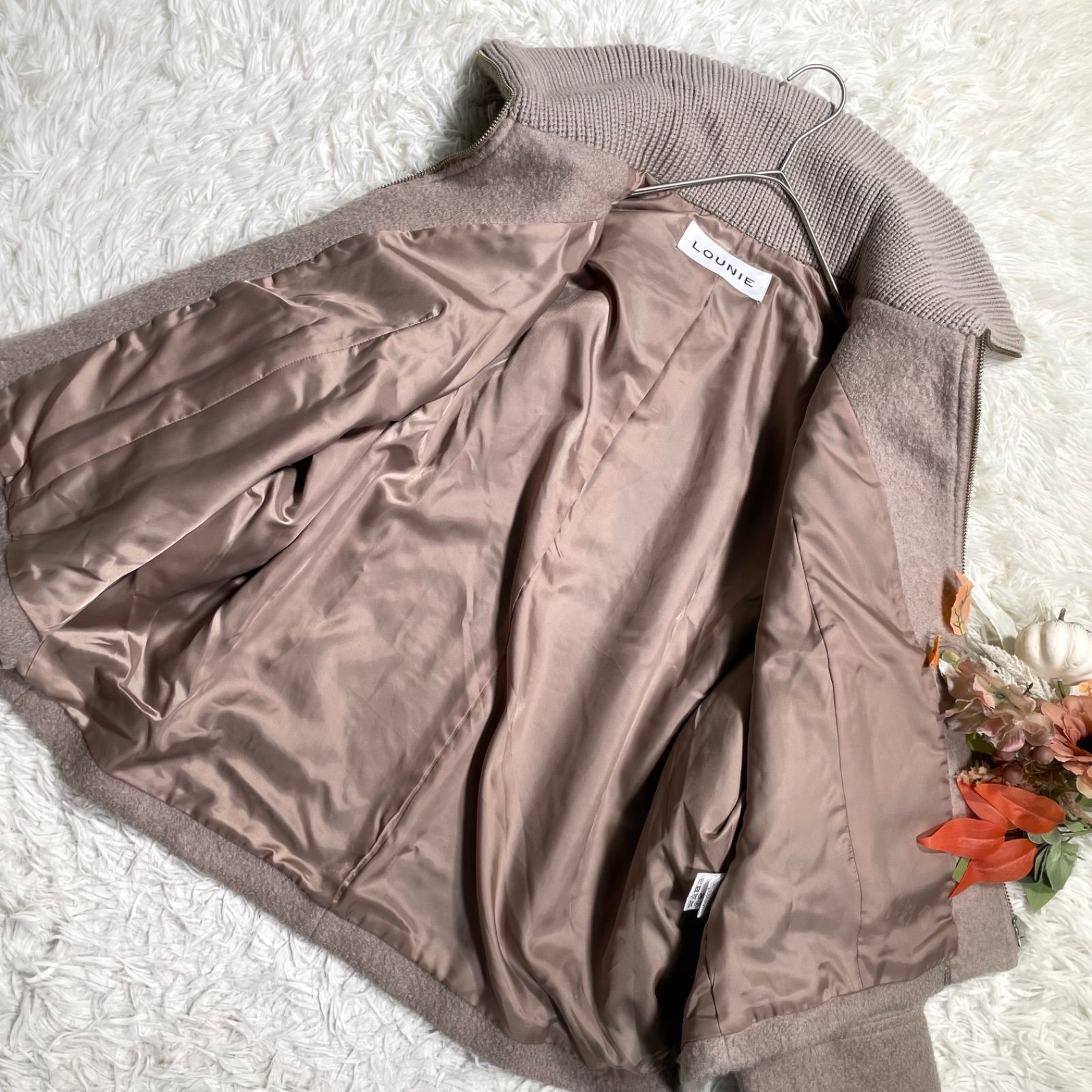 LOUNIE ルーニィ ショート丈ボリュームコート ボアコート ニット