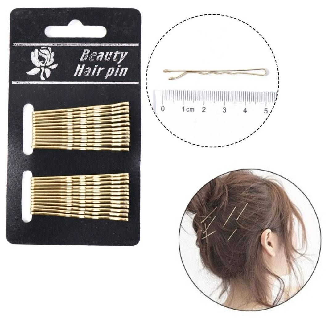 アメピン ゴールド 48本 台紙付 波型 ヘアピン ボビーピン ヘアアクセ