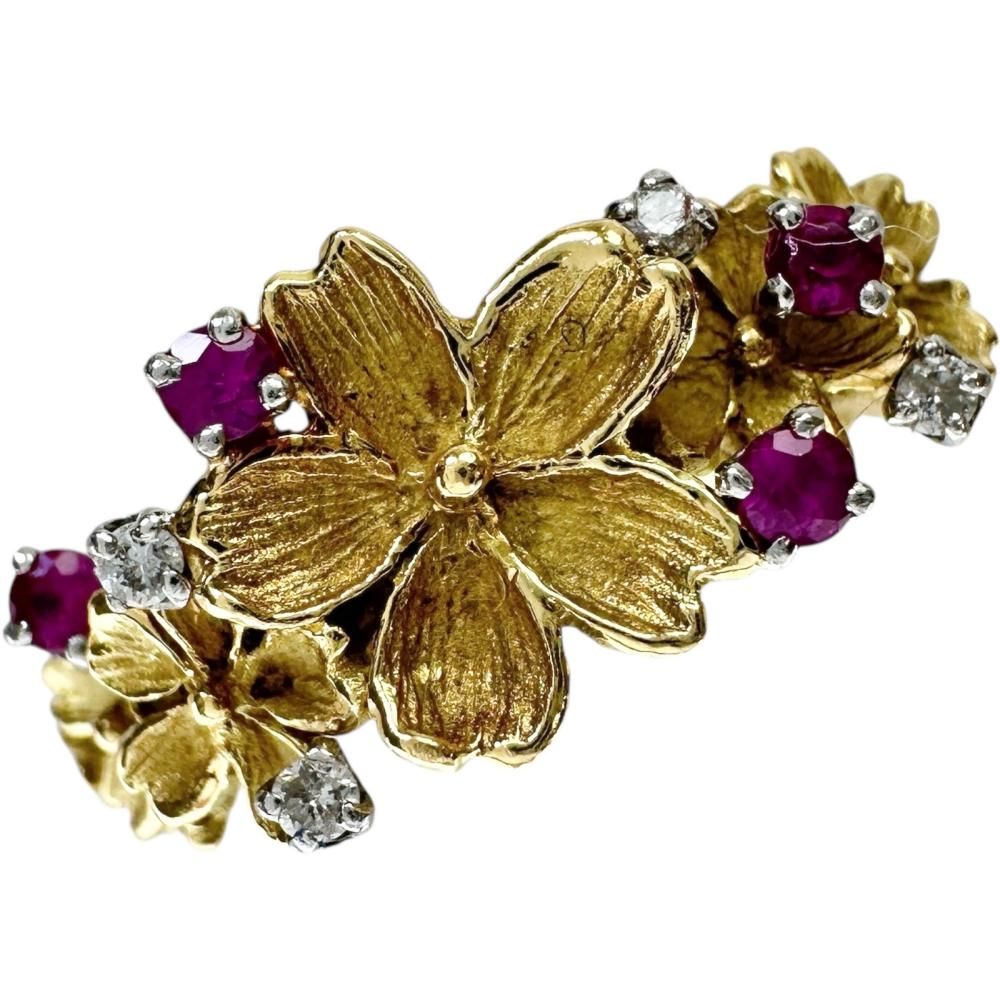 岩倉康二 K18 Pt900 薔薇モチーフ リング ルビー ダイヤ 11号 岩倉康二 K18 Pt900 薔薇モチーフ リング ルビー ダイヤ 11号 岩倉康二