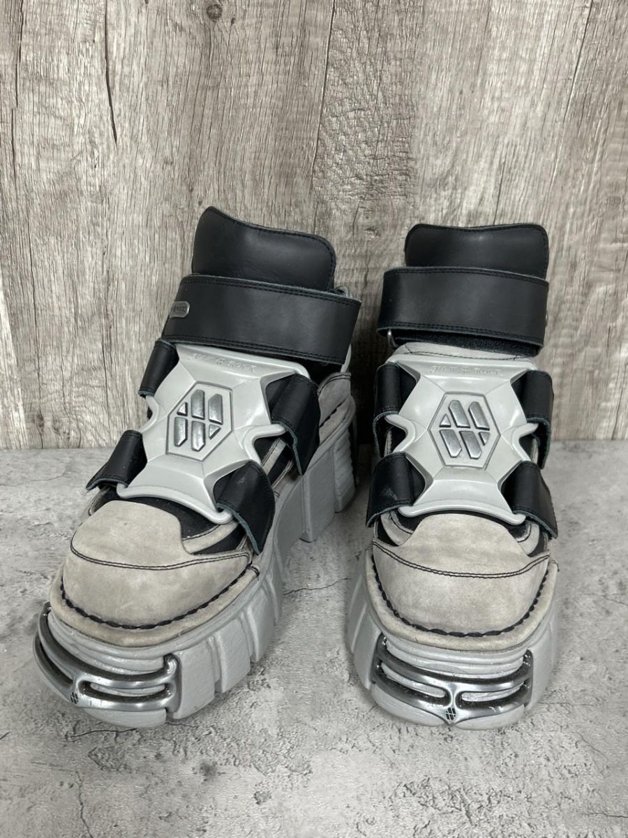 NEW ROCK 厚底 レザー スニーカー size22.5cm/グレー