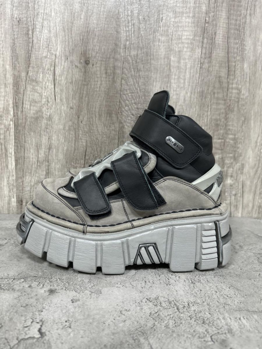 NEW ROCK 厚底 レザー スニーカー size22.5cm/グレー