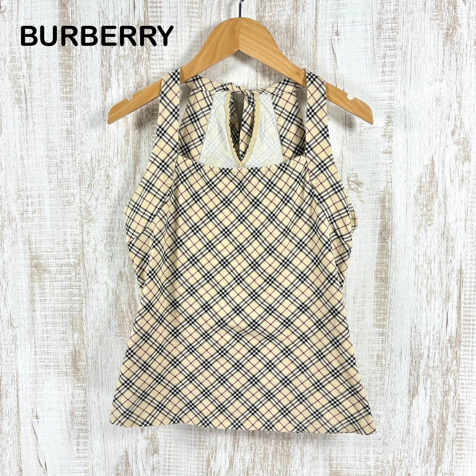 バーバリーブルーレーベル ホルターネック風カットソー ノバチェック ホース刺繍 BURBERRY BLUE LABEL バーバリーブルーレーベル ホースロゴ刺繍 定番