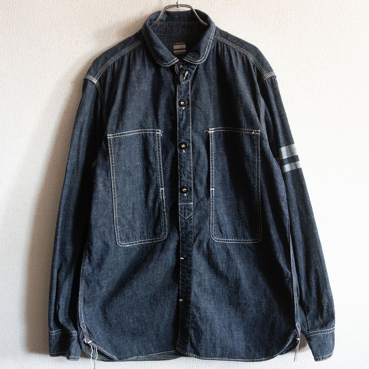 桃太郎ジーンズ　出陣ジェイルポケットデニムシャツ　size40 桃太郎ジーンズ 半袖デニムシャツ ジェイルポケット 出陣 40(Lサイズ)