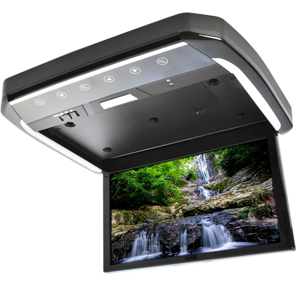 フリップダウンモニター 13.3インチ フルHD オート電源 HDMI USB マイクロSD対応