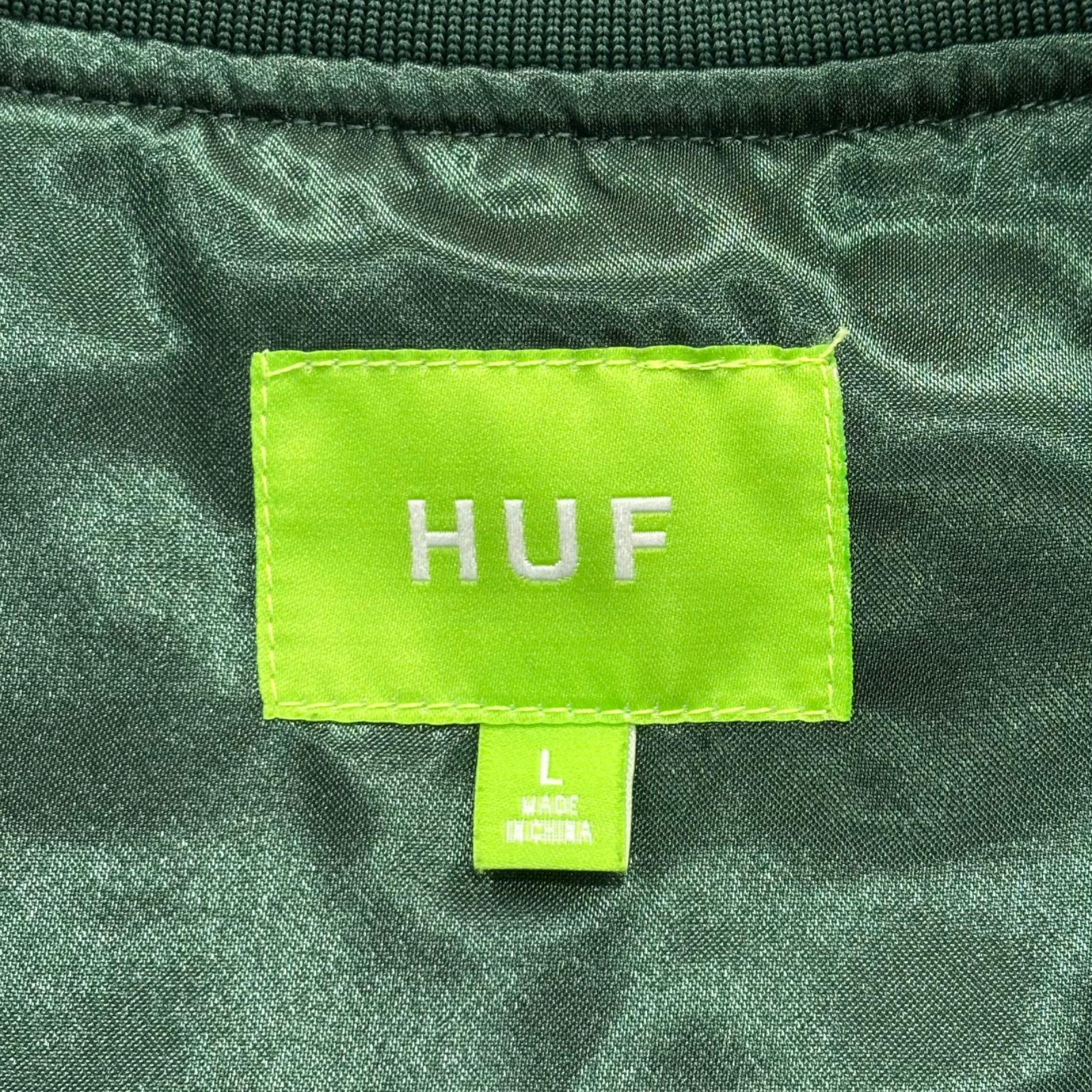 極美品 HUF サテン スタジャン グリーン L ハフ □ - メルカリ