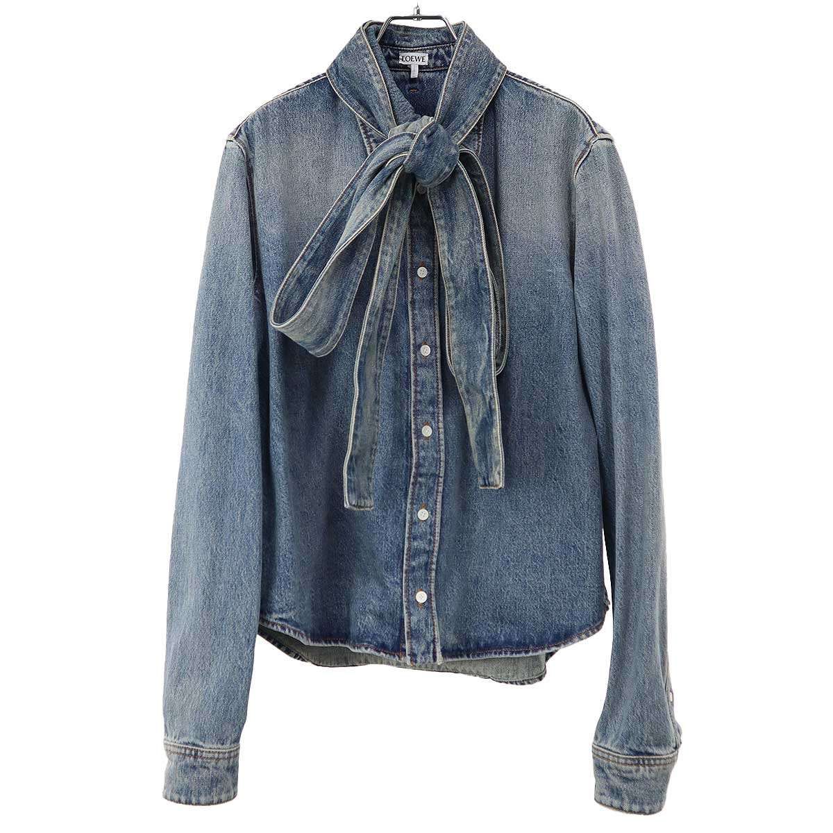 LOEWE ロエベ 24AW ボウタイウォッシュドデニムシャツ S359Y1DX08