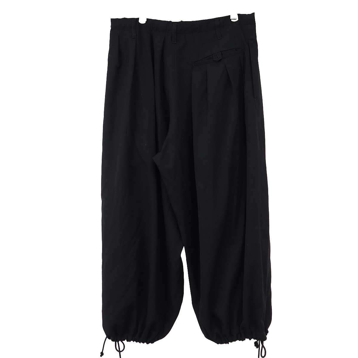 ヨウジヤマモト プールオム ウールギャバジン レースアップ パンツ ヨウジヤマモトプールオム 裾レースアップ ギャバパンツサイズ2