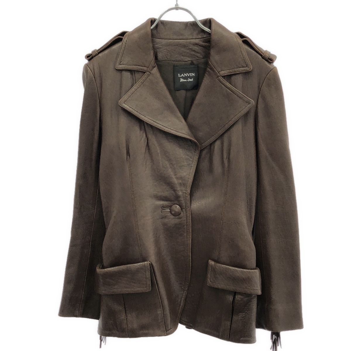 LANVIN ランバン フリンジカウボーイレザージャケット ブラウン 36