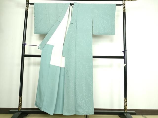 平和屋着物▽上質な色無地 単衣 青白橡色 正絹 逸品 AAAT8343oa