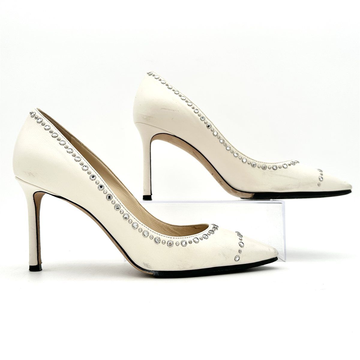 JIMMY CHOO ハイヒール 本革 ビブラムソール ラインストーン ポイン  