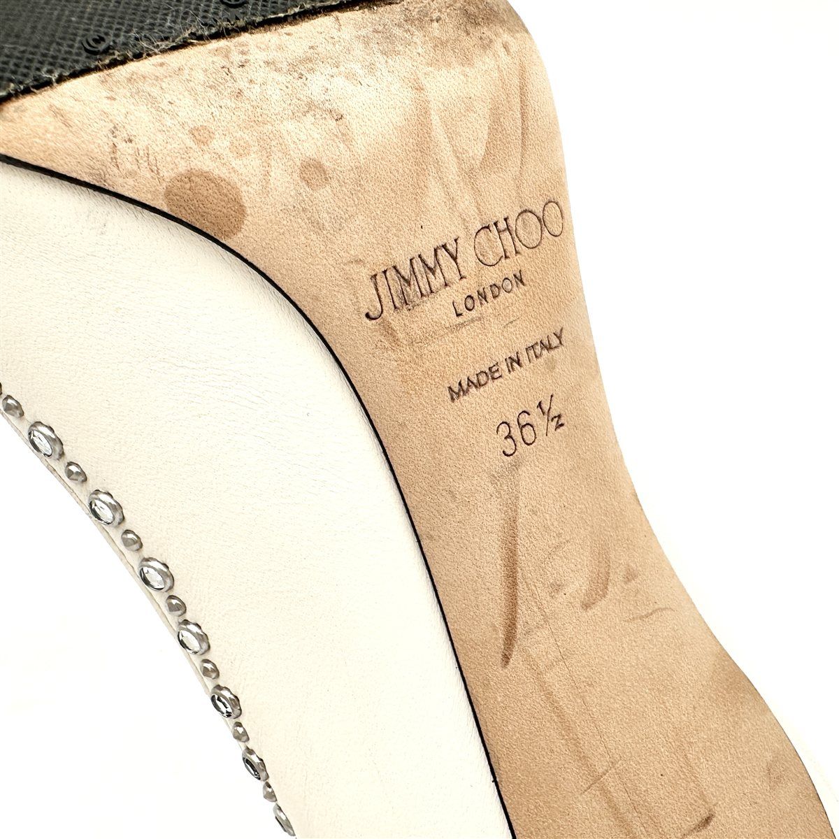 JIMMY CHOO ハイヒール 本革 ビブラムソール ラインストーン ポイン  