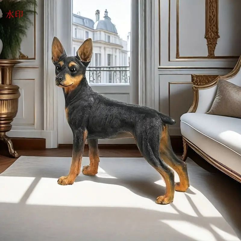 犬の置物 オブジェ リアル ドッグ ドーベルマン 動物 オブジェ