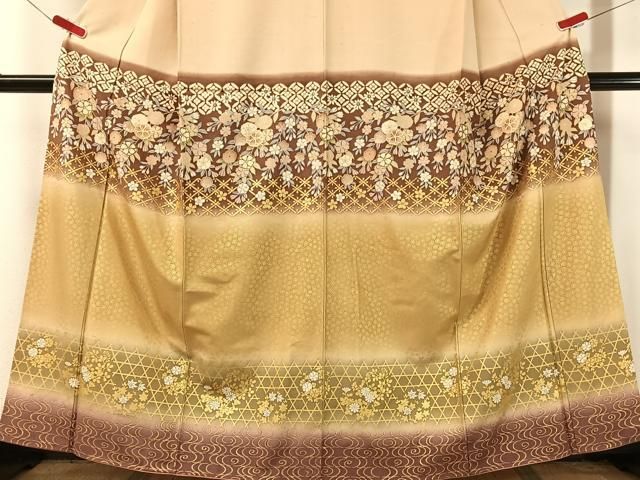 平和屋着物○男性 色留訪問着 胴抜き仕立て 人物流水花文 暈し染め