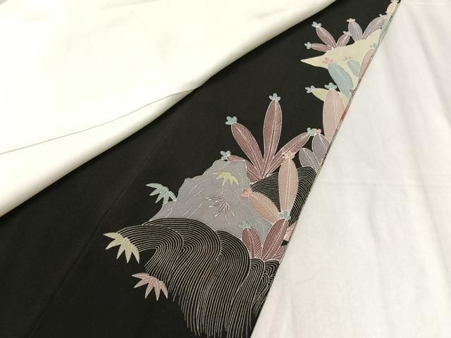 平和屋着物○豪華色留袖 友禅 作家物 流水花鳥文 暈し染め