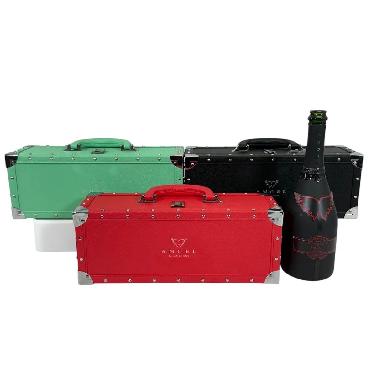 エンジェルエッグ　空き瓶とケース 美品】ANGEL エンジェル シャンパン ケース 3個セット 空瓶 レッド
