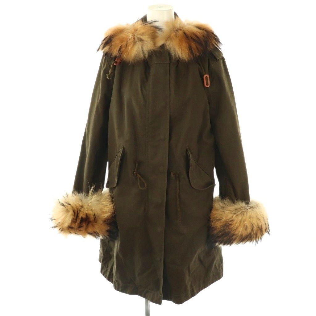 LITHIUM FEMME　リチウムフェム　モッズコート　カーキ　ラクーンファー リチウムファム LITHIUM FEMME モッズコート アウター ラクーンファー