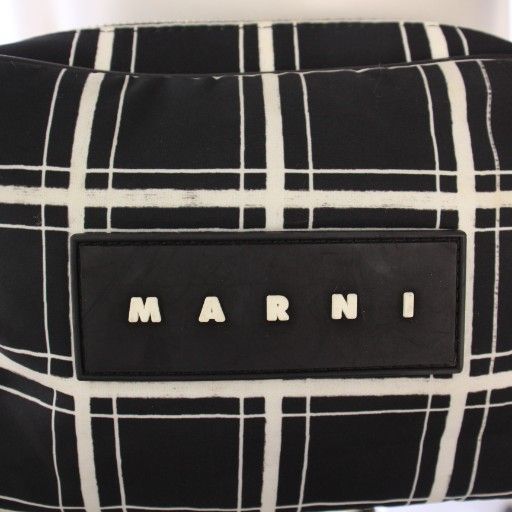MARNI CAMERA BAG CHECK PRINT ブラック 新品未使用 MARNI マルニ ミニポーチ付き モノクロチェック ナイロンパフ カメラ