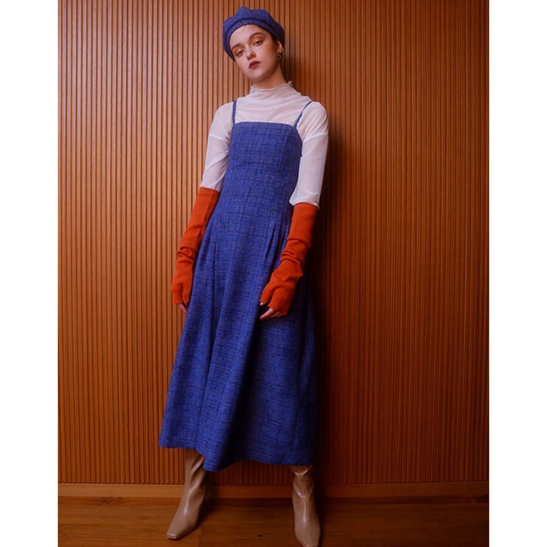 905【2点セット】eimy istoireミックスツイード キャミワンピースS