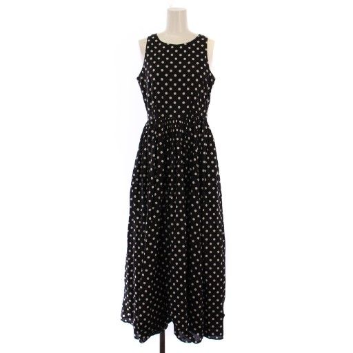 MARIHA 夏のレディのドレス ドット柄 ノースリーブロングワンピース 36