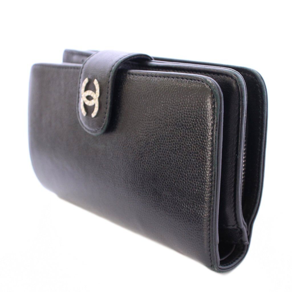 シャネル 財布　セブルガライン ココマーク ブラック　 美品　二つ折り財布 シャネル CHANEL セブルガライン ココマーク キャビアスキン 二つ折り