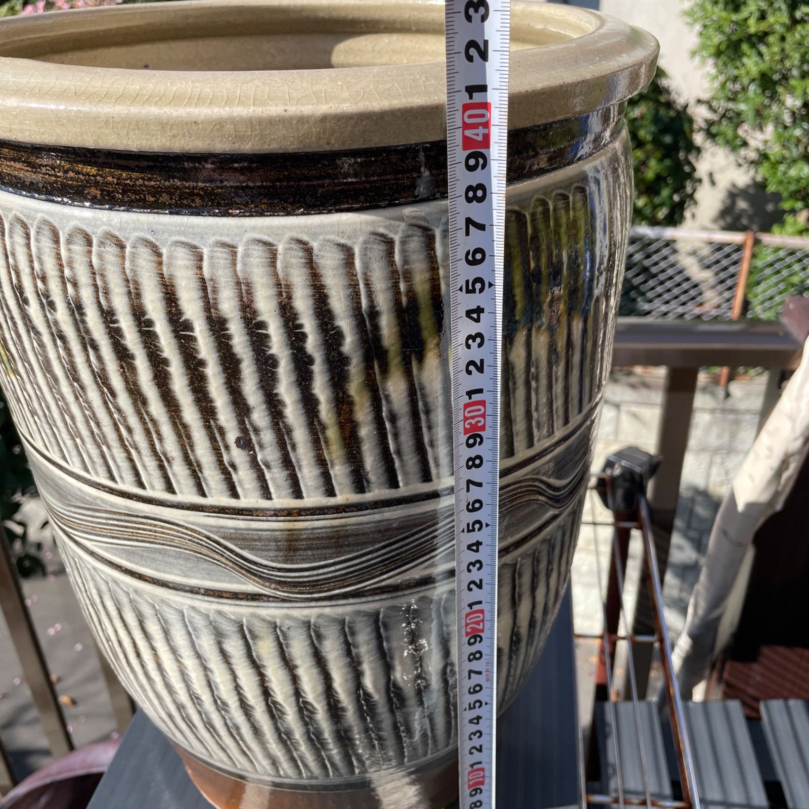 小鹿田焼 飛びカンナ 傘立て 睡蓮鉢 メダカ鉢 小石原焼 有田焼 - メルカリ