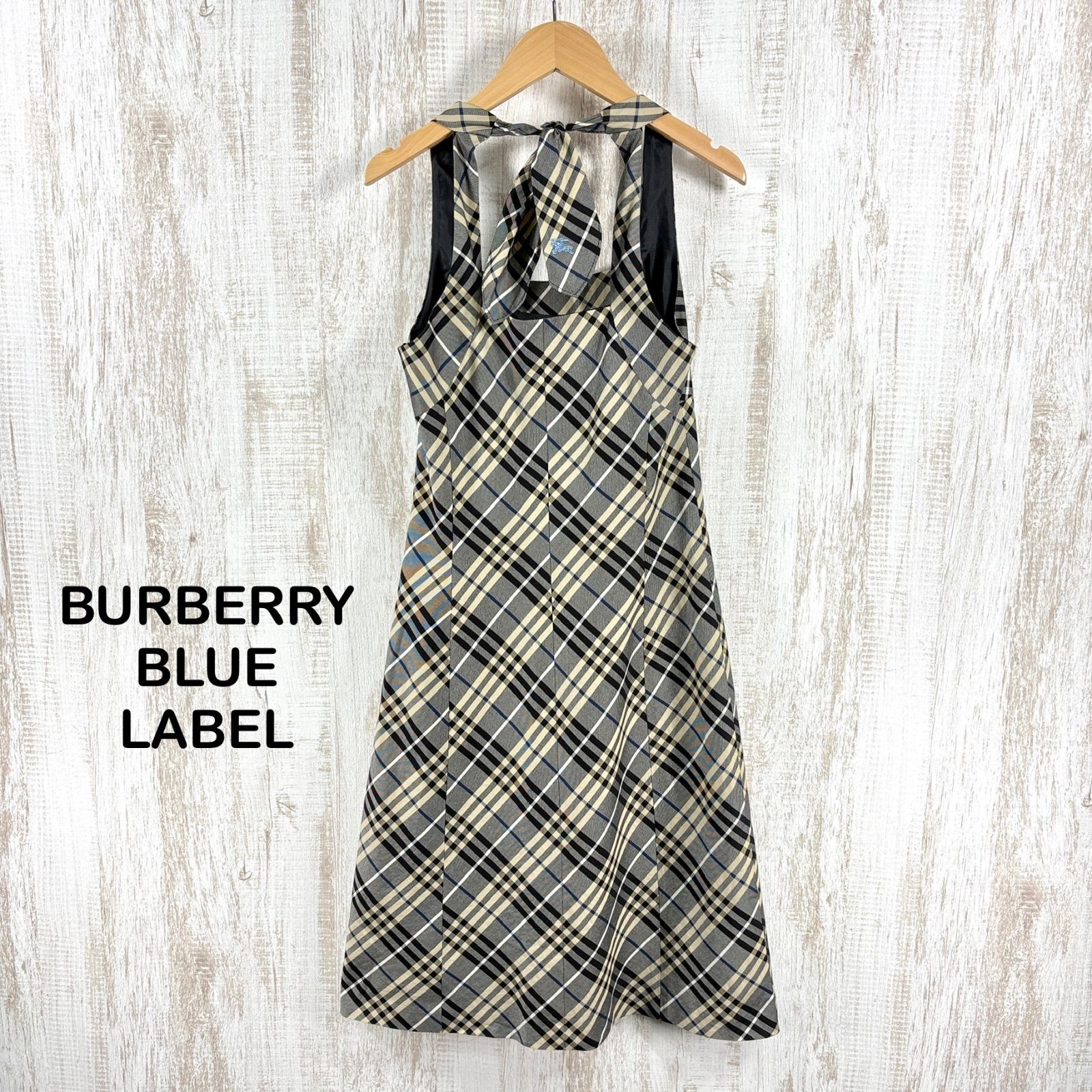 美品 BURBERRY BLUE LABEL バーバリーブルーレーベル ホースロゴ刺繍