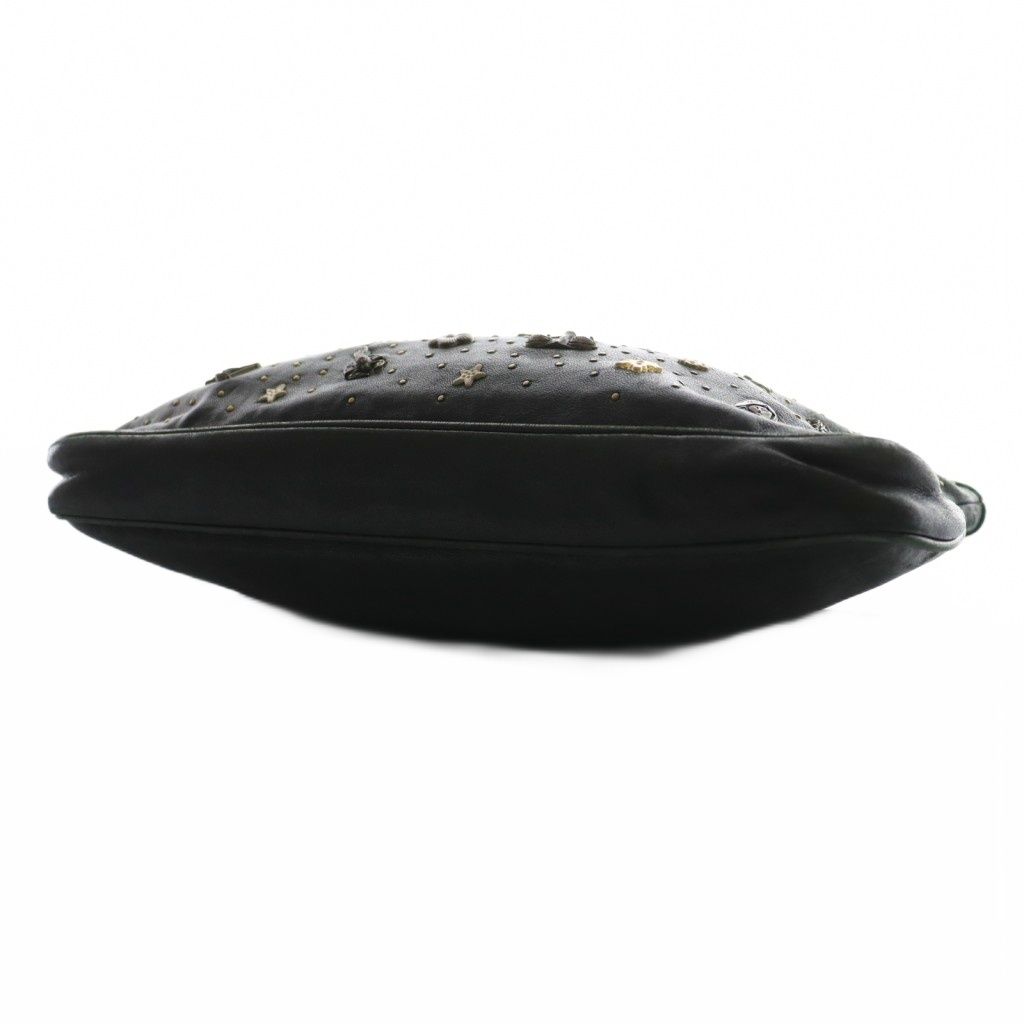 JIMMY CHOO 黒 レザー ハンドバッグ スタッズ付き Jimmy Choo ジミーチュウ スターモチーフ スタッズ ハンドバッグ