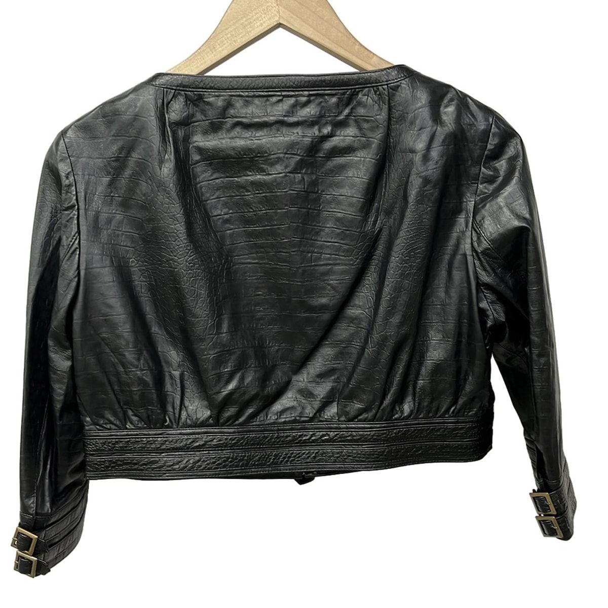 美品 もりのがっこう レディース 長袖 ノーカラー レザー ジャケット 羊革 Ｌ 美品 もりのがっこう レディース 長袖 ノーカラー レザー ジャケット