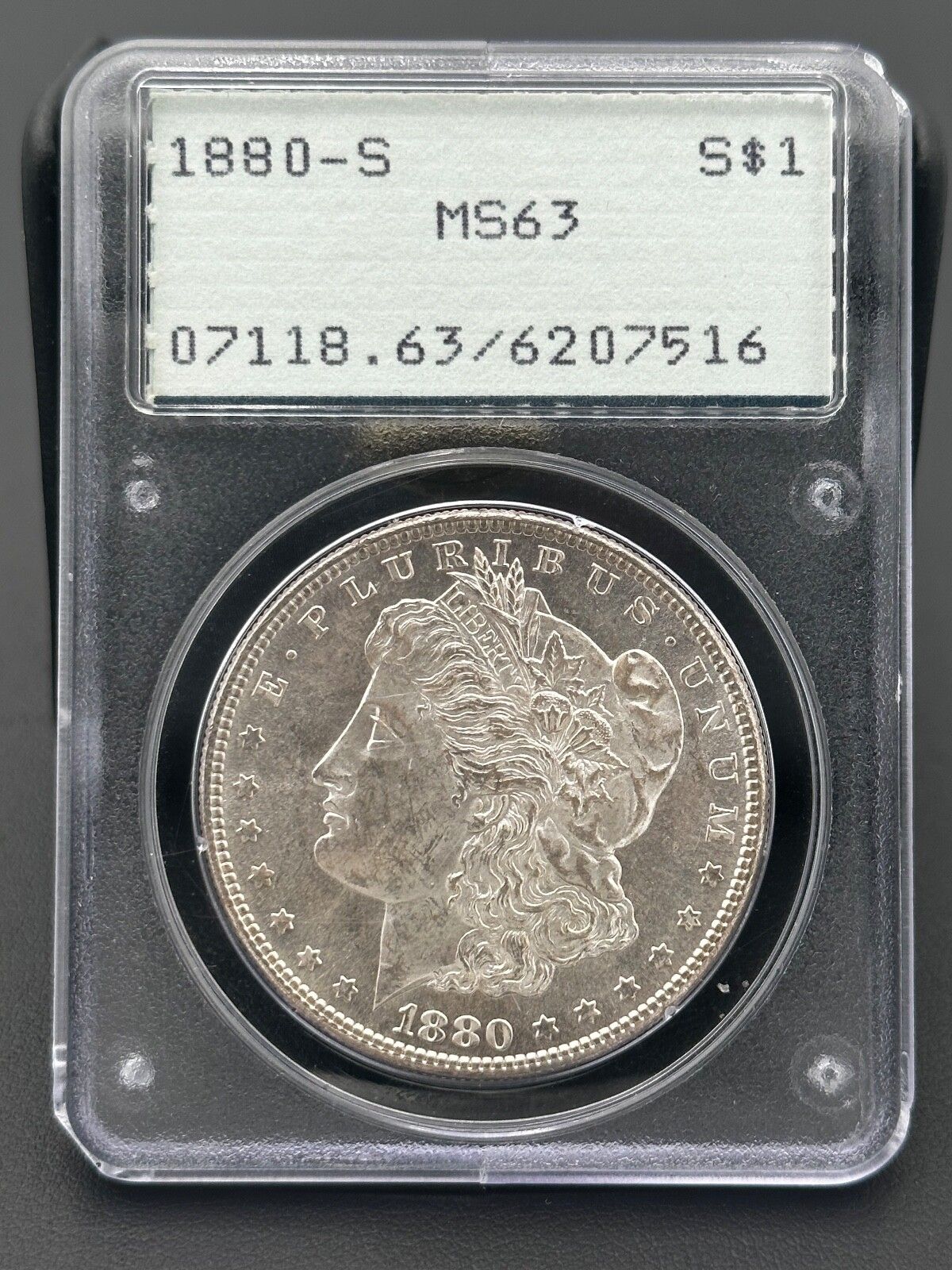 1880-S モルガン 90% 銀貨 $1 PCGS MS-63、美しいオールドラトラー