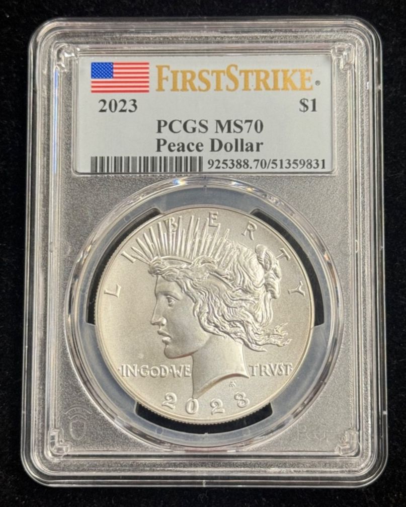 2023年 P ピース シルバー ダラー PCGS MS 70、ファーストストライク