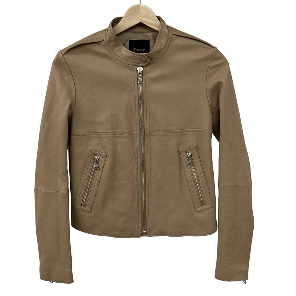 theory セオリー レザージャケット ライダース シングル キャメル theory(セオリー) ライダースジャケット サイズS レディース美品