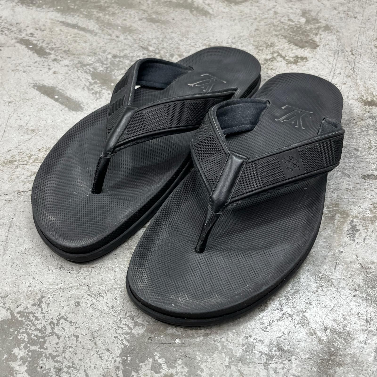 希少✨LOUIS VUITTON ダミエ ビーチサンダル 27cm 黒 LOUIS VUITTON ダミエビーチサンダル ビーサン ルイ・ヴィトン 0146