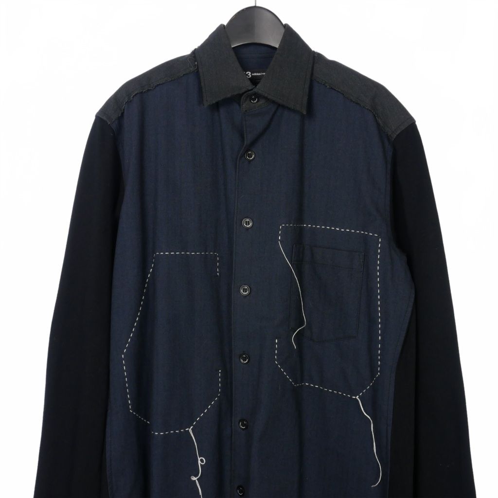ワイスリー Y-3 ヨウジヤマモト 切替 ロングシャツ 長袖 ステッチ XS