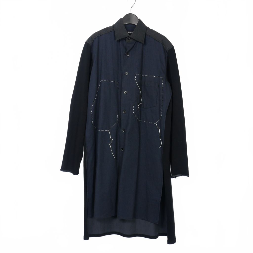 ワイスリー Y-3 ヨウジヤマモト 切替 ロングシャツ 長袖 ステッチ XS