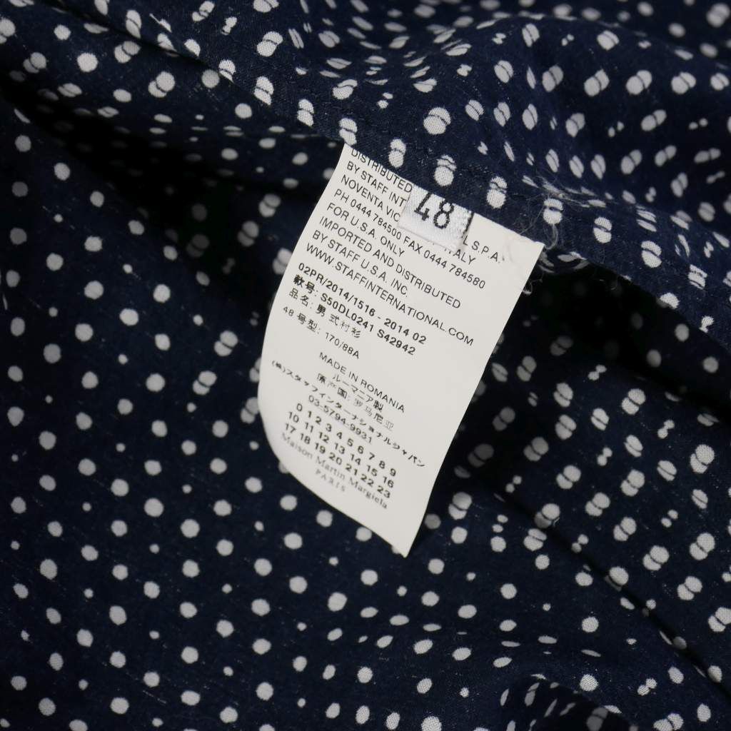✨14AW/ドット柄✨Maison Margiela 総柄 綿 シャツ 紺 46 ✨14AW