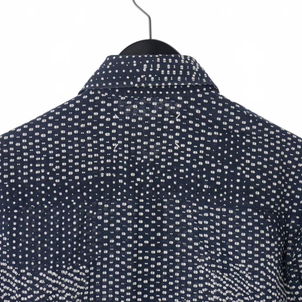 ✨14AW/ドット柄✨Maison Margiela 総柄 綿 シャツ 紺 46 ✨14AW