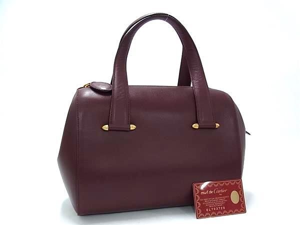 Cartier カルティエ ハンドバッグ マストライン ボルドー レザー