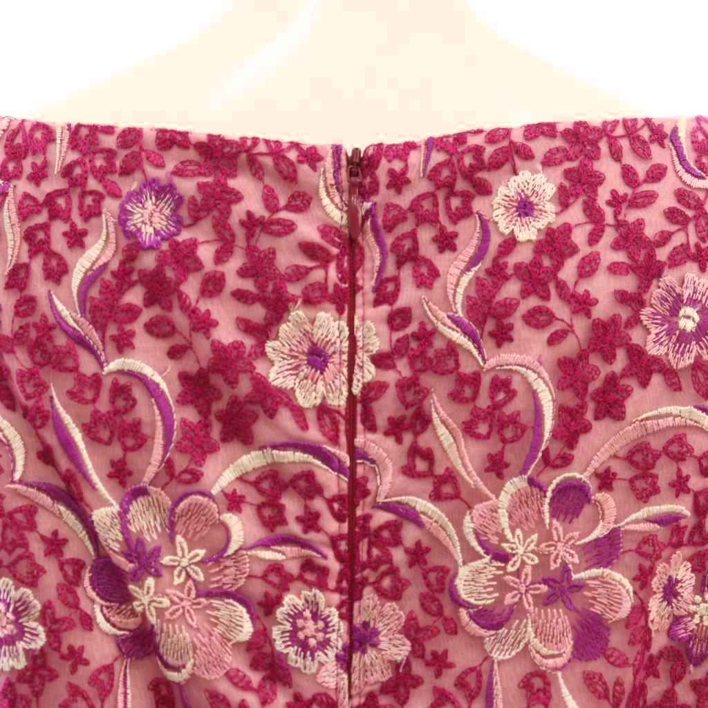 トッカ TOCCA フラワー刺繍ノースリーブワンピース ひざ丈 2 ピンク