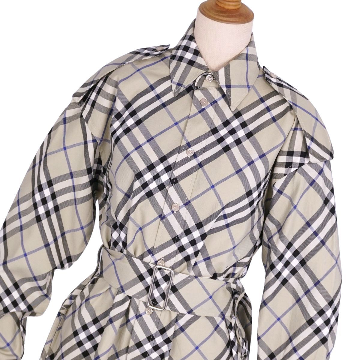 極美品 バーバリー BURBERRY ワンピース シャツワンピース ベルト付 チ