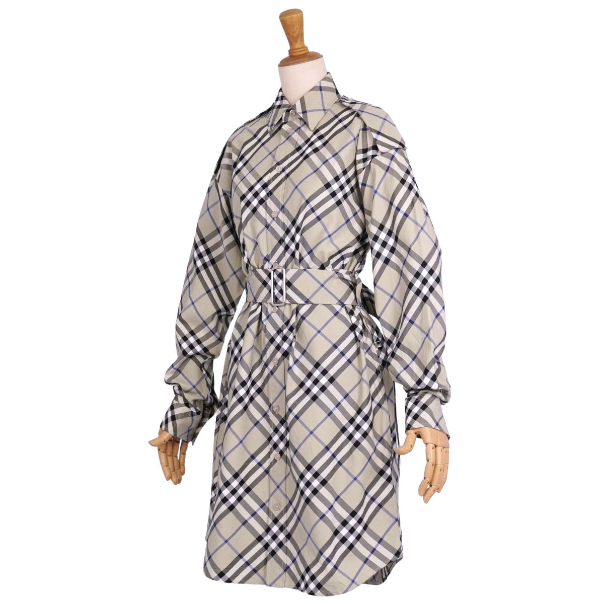 極美品 バーバリー BURBERRY ワンピース シャツワンピース ベルト付 チ
