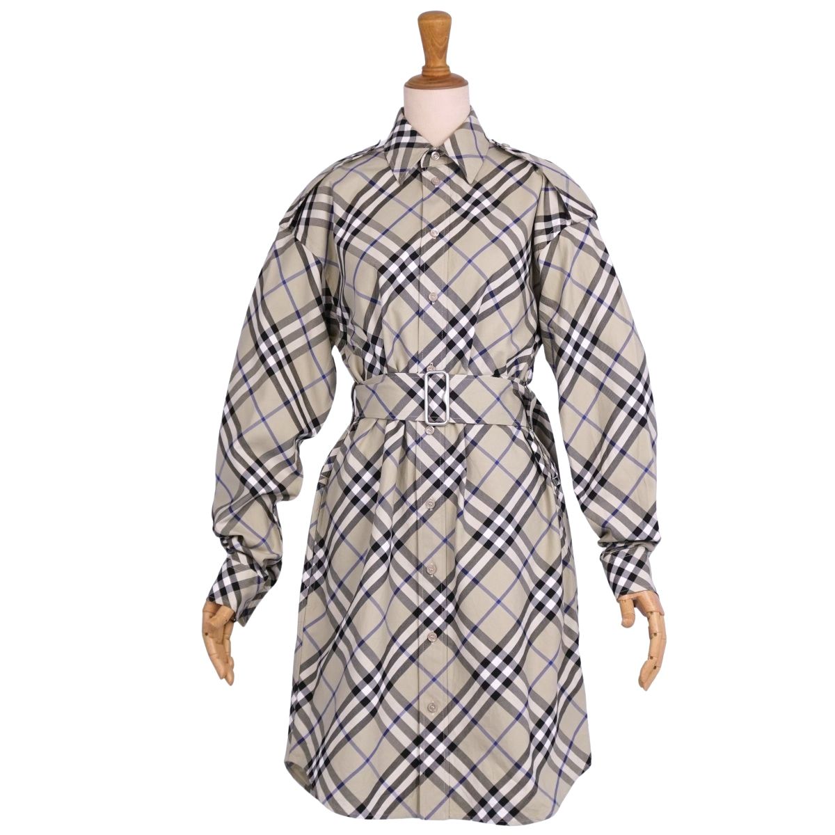 送料込み！ 極美品 BURBERRY ワンピース ベージュ 36 51 極美品 バーバリー BURBERRY ワンピース シャツワンピース ベルト付 チ