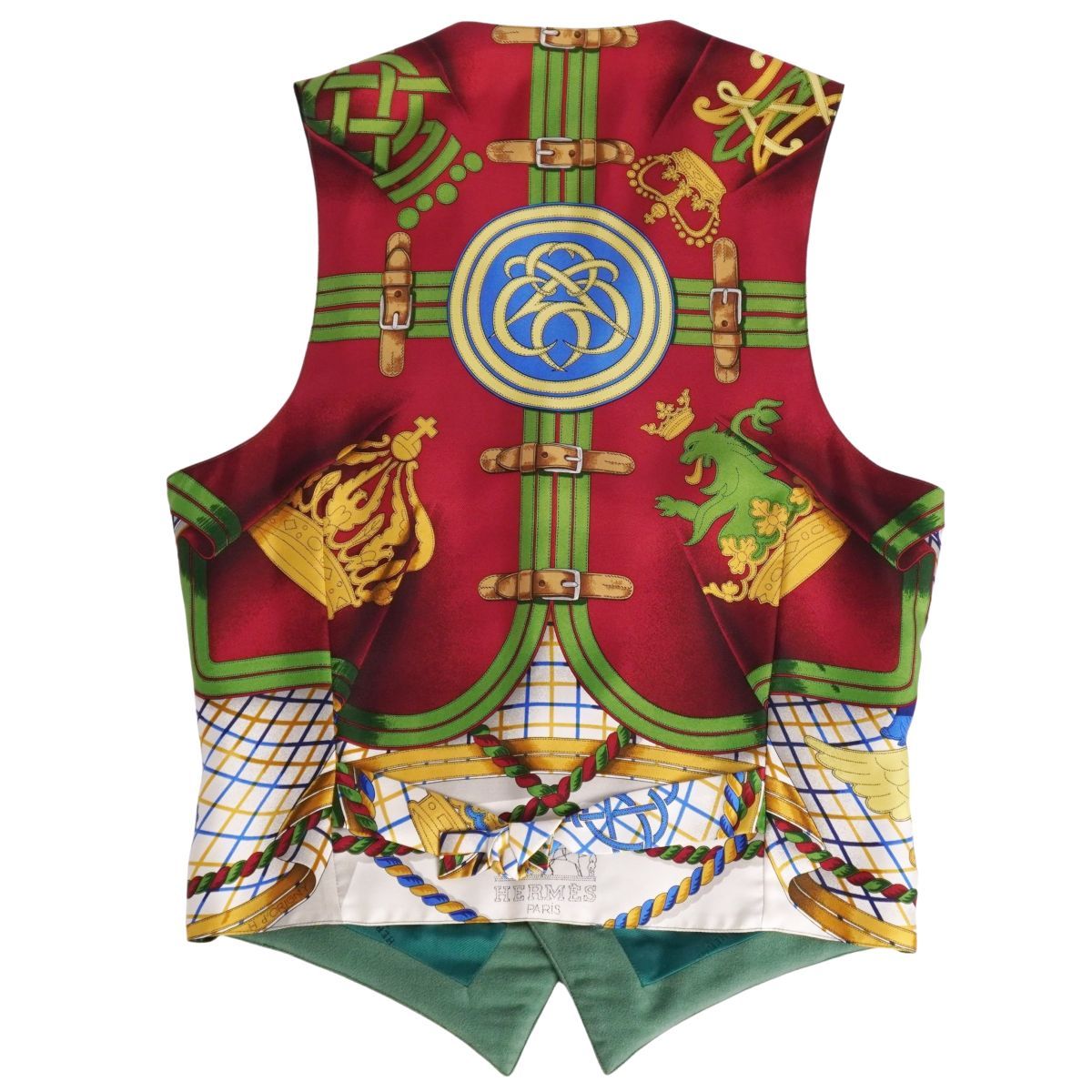 美品 Vintage エルメス HERMES ベスト ジレ 総柄 シルク切り替え
